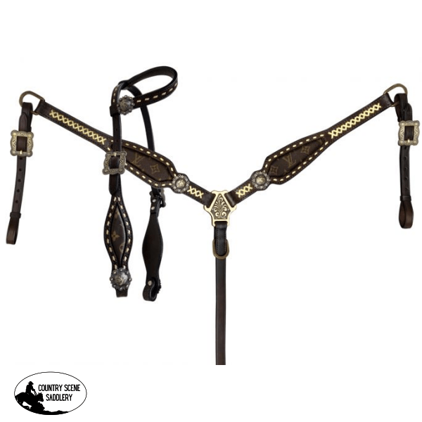 Klassy Cowgirl Argentina Cow Leather Louis Vuitton Headstall And Breast Collar Set Western Tack Sets