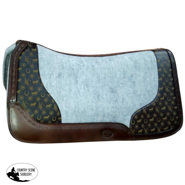 New! Klassy Cowgirl Argentina Cow Leather Saddle Pad With Motif Overlay.