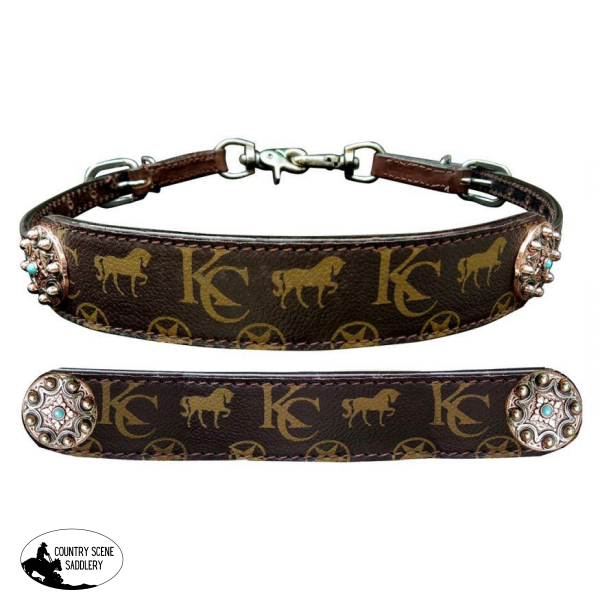 New! Klassy Cowgirl Argentina Cow Leather Wither Strap With Motif Overlay. Posted.*