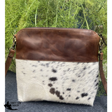 Klassy Cowgirl Leather Crossbody Bag with hair on cowhide accents. - Country Scene Saddlery and Pet Supplies