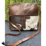 Klassy Cowgirl Leather Crossbody Bag with hair on cowhide accents. - Country Scene Saddlery and Pet Supplies