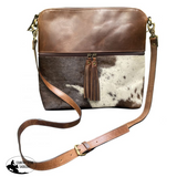 Klassy Cowgirl Leather Crossbody Bag with hair on cowhide accents. - Country Scene Saddlery and Pet Supplies