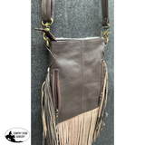 Klassy Cowgirl Leather Crossbody Bag with hair on cowhide w/ barrel racer brand. - Country Scene Saddlery and Pet Supplies