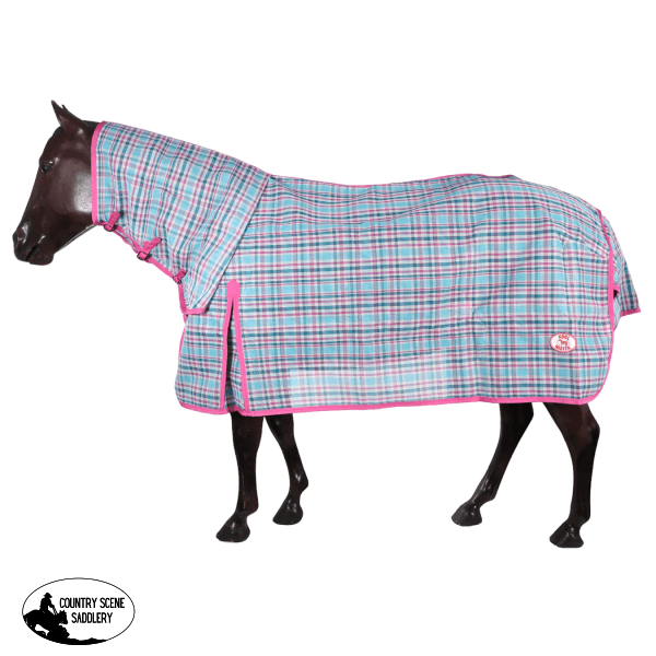 Kool Master Pvc Shade Mesh Horse Rug Combo - Ice Blue/Pink 4’9’/145Cm