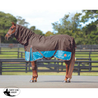 Kozy 1200D Ripstop Horse Rug Combo With 200G Fill - Chocolate & Turquoise Protection Boots