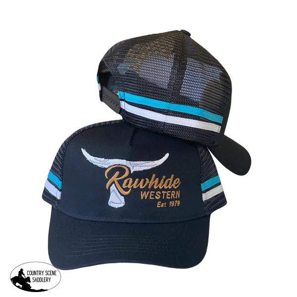 Kp4099 - Kids Rawhide Black Country Trucker Cap Caps