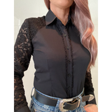 L1124 - Gail 1/2 Lace Ladies Western Shirt - Country Scene Saddlery and Pet Supplies