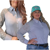 L1125B Lorna - 1/2 Lace Ladies Western Shirt Shirts & Tops