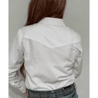 L1157 Ladies Plain White Western Shirt With Pockets Western Shirts