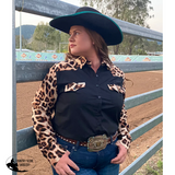 L1308 - Leopard & Black Ladies Western Arena Shirt 6 Shirts & Tops