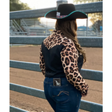 L1308 - Leopard & Black Ladies Western Arena Shirt - Country Scene Saddlery and Pet Supplies