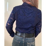 L1315-NELLY Ladies 1/2 Lace Western Shirt