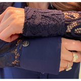 L1315-NELLY Ladies 1/2 Lace Western Shirt