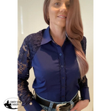 L1315-NELLY Ladies 1/2 Lace Western Shirt - Country Scene Saddlery and Pet Supplies