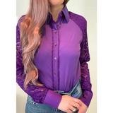 L1317 - Cleo Ladies 1/2 Lace Western Shirtt - Country Scene Saddlery and Pet Supplies