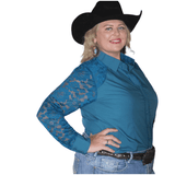 L1320 - BRIELLE Ladies 1/2 Lace Western Shirt - Country Scene Saddlery and Pet Supplies