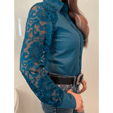 L1320 - BRIELLE Ladies 1/2 Lace Western Shirt - Country Scene Saddlery and Pet Supplies
