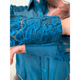 L1320 - BRIELLE Ladies 1/2 Lace Western Shirt - Country Scene Saddlery and Pet Supplies
