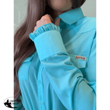 L1326 - Alanis Ladies Western Plain Peppermint Shirt with Frills - Country Scene Saddlery and Pet Supplies