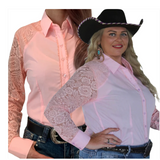 L1328 - AIRLEA Ladies 1/2 Lace Western Shirt - Country Scene Saddlery and Pet Supplies