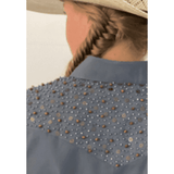 L1378 - Zillah Western Shirt Ladies Plain Grey Shirt with beading - Country Scene Saddlery and Pet Supplies