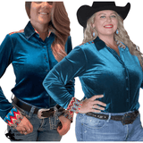 L1382 - Ella Ladies Velvet Western Shirt - Country Scene Saddlery and Pet Supplies