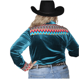 L1382 - Ella Ladies Velvet Western Shirt - Country Scene Saddlery and Pet Supplies
