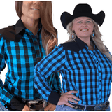 L1383 - Betsy Ladies Check Western Shirt Size 22 - Country Scene Saddlery and Pet Supplies