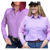 L1452 Bridy- Ladies 1/2 Lace Western Shirt - Country Scene Saddlery and Pet Supplies