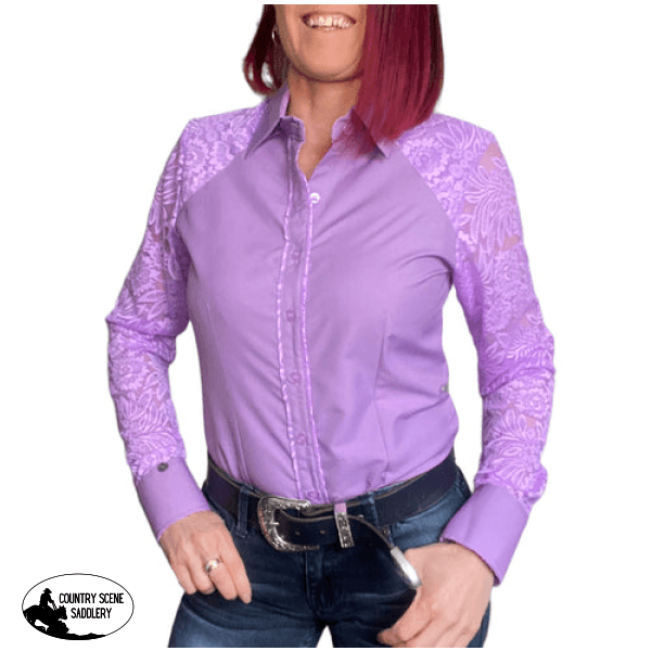 L1452 Bridy- Ladies 1/2 Lace Western Shirt Shirts & Tops