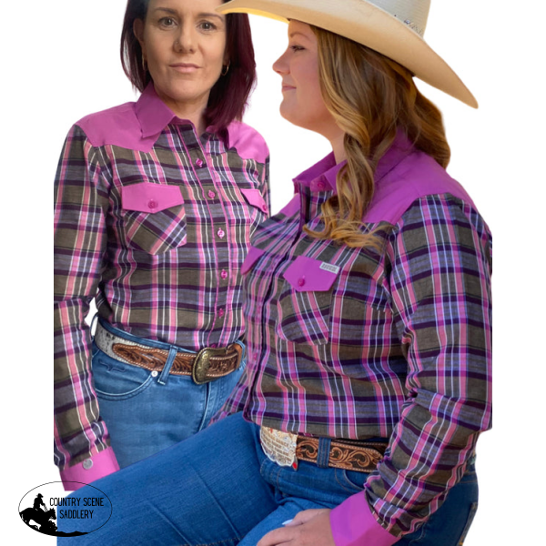 L1460- Sage Ladies Check Western Shirt 6 Shirts & Tops