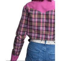 L1460- Sage Ladies Check Western Shirt Shirts & Tops