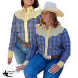 L1462- Jela Ladies Check Western Shirt with Broderie Contrast - Country Scene Saddlery and Pet Supplies