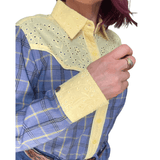 L1462- Jela Ladies Check Western Shirt with Broderie Contrast - Country Scene Saddlery and Pet Supplies