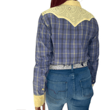 L1462- Jela Ladies Check Western Shirt with Broderie Contrast - Country Scene Saddlery and Pet Supplies