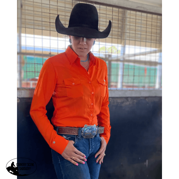 L1469 - Cam Orange Ladies Western Shirt Shirts & Tops