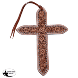 Large floral tooled leather tie on cross - Country Scene Saddlery and Pet Supplies