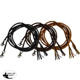 Leather braided split reins with scissor snap ends. 6.5 ft long. - Country Scene Saddlery and Pet Supplies