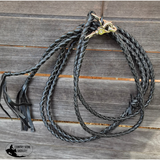 Leather braided split reins with scissor snap ends. 6.5 ft long.