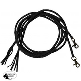 New! Leather Braided Split Reins With Scissor Snap Ends. 6.5 Ft Long. Black