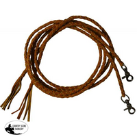 New! Leather Braided Split Reins With Scissor Snap Ends. 6.5 Ft Long. Light
