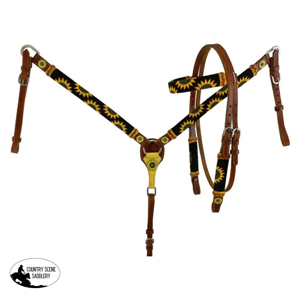 New! Leather Browband Headstall With Beaded. Beaded Headstall & Breast Collar Sets