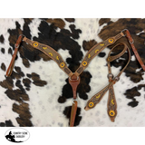 Leather browband headstall with beaded sunflower design. - Country Scene Saddlery and Pet Supplies