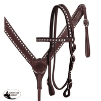 New! (65001-5010) Leather Buck Stitched Headstall And Breastcollar. Full/cob / Burgundy