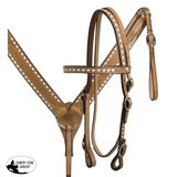 New! (65001-5010) Leather Buck Stitched Headstall And Breastcollar. Full/cob / Light