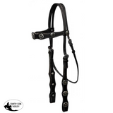 Leather double stitched headstall with silver star conchos on browband and cheeks. - Country Scene Saddlery and Pet Supplies