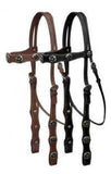 Leather double stitched headstall with silver star conchos on browband and cheeks. - Country Scene Saddlery and Pet Supplies