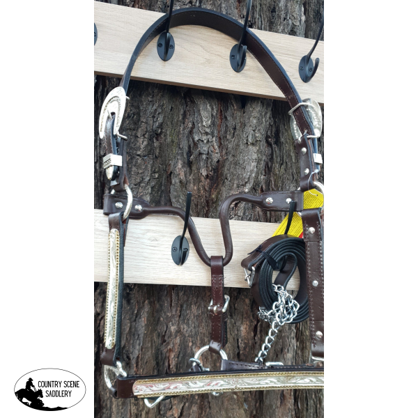 New! Leather Full Horse Size Show Halter With Lead.