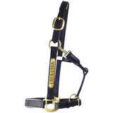 Leather Halter - Brass Fittings with Engraved Horse Nameplate - Hamag™ Leather Saddle Cloth Number Holders (Pair)