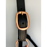 Leather Halter - Rose Gold Fittings with Engraved Horse Nameplate - Country Scene Saddlery and Pet Supplies